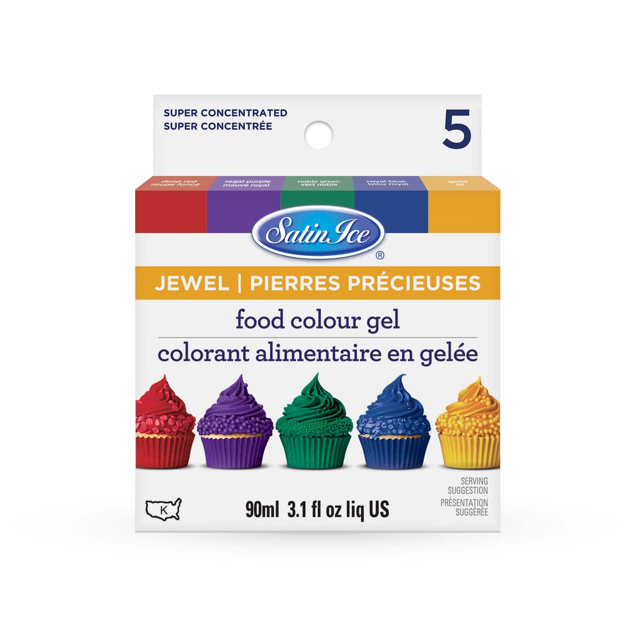 Colorant alimentaire de couleur joyau Satin Ice, 5 unités
